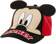 Disney Boys' Mickey Mouse Baseball Cap - 3D Ears Curved Brim Strap Back Hat (2-7), Size 4-7, Mickey Mouse Ears Red