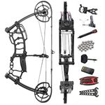 Dual-Purpose Compound Bow for Steel Ball and Arrow, Hunting Catapult Bow, Draw Weight 40-65lbs Adjustable, Limbs Made in USA,Short-Axis Compound Bow,Left/Right Hand Avalible(bow set)