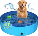 Foldable Dog Pool, 41x12 Inch Medium Plastic Pet Pool, Bath Tub, Pets Whelping Box, Portable Outdoor Bathtub for Dogs Puppies Ducks Bathing, Summer Cooling and Grooming, Have Fun -Blue