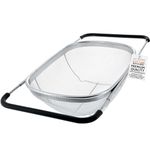 U.S. Kitchen Supply - Over The Sink Stainless Steel Oval Colander with Fine Mesh 6 Quart Strainer Basket & Expandable Rubber Grip Handles - Strain, Drain, Rinse Fruits, Vegetables