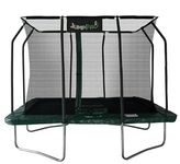 JumpPRO 9ft x 6ft Xcite Rectangular Trampoline. Galvanised Steel for Rust Resistance. Green Padding. Strong Sturdy High Specification with Inner Enclosure Netting for Added Safety.
