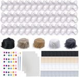 SENONAPO 36 Pcs DIY Therian Mask Kit Blank Cat Mask with Felt Fabric Sheet Plush Faux Fur Eye Mesh for Therian Gear Party Cosplay Supplies