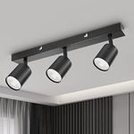 Dehobo Adjustable Ceiling Spotlights, Black Spotlight Ceiling Light with GU10 Socket, Modern Spotlight Rails and Rails, without Bulbs, 3 Spotlights for Kitchen, Bedroom, Living Room, Hallway, Dining