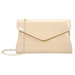 YYW Designer PU Leather Evening Bag for Women Nude Envelope Clutch Bag Faux Leather Purses Messenger Handbag with Detachable Chain and Magnetic Buckle for Weddings Parties Bridal Proms (Apricot)