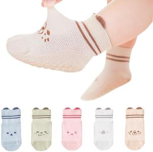 Baby Socks Summer Mesh Non Slip Toddler Sock Cotton Soft Unisex for Infant Kids Boys Girls 5Pairs 0-12month