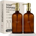 MaisoNovo Soap Dispenser 3-Piece Set | 16.9oz Amber Bottles with Gold Stainless Steel Pumps