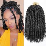 Leeven 8 Packs 10 Inch Pre Twisted Passion Twist Crochet Hair for Women Natural Black Bob Water Wave Crochet Braids Hair Pre looped Curly Synthetic Bohemian Braiding Hair Extensions 12 Strands/Pack 1B#