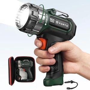 FORTO Compact Rechargeable Spotlight with Adjustable Focus, Handheld Spot Light with Stand, 2700ft Range, 3 Light Modes and LED Spot Lights Outdoor for Boating Hunting Camping Hiking