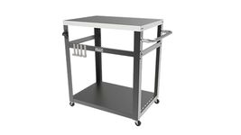 NUUK Double-Shelf Movable Outdoor Dining Cart Table, 20" x 30" Stainless Steel Commercial Multifunctional Kitchen Food Prep Worktable on Wheels