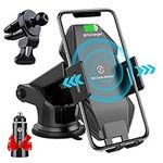 Flashda 15W Wireless Car Charger Mount, Electric Auto-Clamping Dashboard/Air Vent/Windshield Phone Holder, Qi Fast Charging Compatible iPhone 12/12 Pro Max/XS/X,Samsung S20/S10/Note10 and More