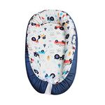 SONARIN Baby Nest for Newborn and Babies,Double Sided,Baby Bassinet for Bed/Lounger/Nest/Pod/Cot Bed/Sleeping, Breathable,100% Cotton Hypoallergenic,with Pillow,Portable(Blue Car)