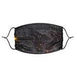 Neva Nude Paparazzi Iridescent Sparkle Jewel Crystal Black Mesh Face Mask Dust Cover with Adjustable Loops- 100% Cotton, Single Layer, Breathable, Fashionable