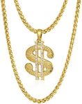 NYUK Gold Chain for Men with Dollar Sign Pendant Necklace (Style B 30'' length)