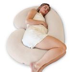 PharMeDoc The CeeCee Pillow Organic Cotton Pregnancy Pillows C-Shape Full Body Pillow and Maternity Support (Natural Cover)- Support for Back, Hips, Legs, Belly a Must Have for Pregnant Women