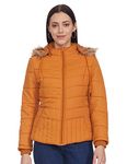 Cazibe Women's Nylon Standard Length Jacket, Mustard, M