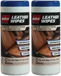 Malco Car Leather Wipes (30 Wipes) - Leather Cleaner and Conditioning Wipes/Safe, Effective, Nourishing, UV Protection, Lint-Free/Great for Car Enthusiasts & Professional Detailers (261730PK2)