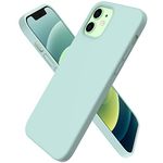 ORNARTO Compatible with iPhone 12 Case 6.1 and iPhone 12 Pro Case, Slim Liquid Silicone 3 Layers Full Covered Soft Gel Rubber Case Cover 6.1 inch-Mint Green