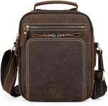 BAIGIO Genuine Leather Messenger Bag for Men Vintage Shoulder Crossbody Bags Handbag Bag Man Purse Sling Casual Day Pack for Work Business Travel (Dark Brown)