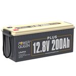 Power Queen 12V 200Ah PLUS LiFePO4 Deep Cycle Lithium Battery, 4000 to 15000 Cycles, Built-in 200A BMS, 2560W Load Power, Backup Battery in Case of Power Outage, Perfect for RV, Off-Grid System, Solar