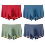 Arjen Kroos Mens Underwear Silky Boxer Briefs Seamless Breathable Trunks with Pouch Double Sided 4-Pack,Multicolor-4b-AK3022,Medium