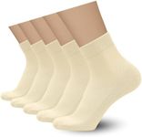 SERISIMPLE Mens Rayon Bamboo Ankle Breathable Socks Thin Quarter Athletic Comfortable Casual Mesh Socks 5 Pairs (US, Alpha, Large, Regular, Regular, Off-white)