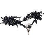 MOSTORY Handmade Black Flower Crown - Gothic Adjustable Raven Skull Tiara Witch Headband Dark Fairy Headpiece with Rhinestone for Wizard Halloween Cosplay Carnival Wedding Cosplay Mardi Gras