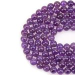 LPBeads 100PCS 8mm Natural Amethyst Beads Gemstone Round Loose Beads for Jewelry Making with Purple Stretch Cord