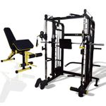 GYM24 EQUIPMENTS Multi Gym Functional Trainer with Smith Machine with Iron Weight Stack 80 kg Both Side for Home Gym Equipment (Whole Black)