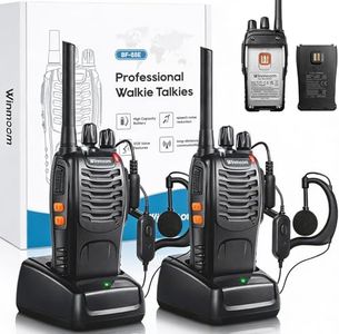 Winmoom Long Range Walkie Talkies,16-Channel USB Rechargeable Walkie Talkies for Adults & Kids, 2-Way Radio Kit with LED Light, Earpieces and Charger (2 Pack)