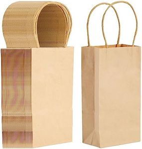 Juvale 50-Pack Small Brown Gift Bags with Handles - Small Kraft Paper Bags for Birthday, Retail, Crafts (3.5x2.4x7 In)