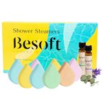 Besoft Shower Steamers Aromatherapy Set - 8 Shower Bombs with 2 Lavender and Eucalyptus Essential Oils | Gifts for her and Relaxation Gift for Woman | Gift Set