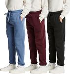 3 Pack: Boys Fleece Joggers Sweatpants Youth Teen Active Athletic Pajama Soft Warm Pants Pajamas Teen Gym Running Tech Sweats Casual Boys' Teens Winter Pockets Kids Drawstrings Sports-Set 9,XXL(22/24)