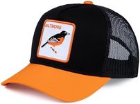 City-Flex Baltimore Baseball Fan Patch Trucker Hat - Netted Snapback Baseball Cap with Team Design for Men & Women (Black/Orange)