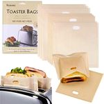 A5 Non-Stick Toaster Bags [8, Three Sizes] 100% BPA & Gluten FREE, Premium Reusable Toaster bags for Grilled Cheese Sandwiches Pizza Panini