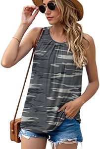 SUEANI Women's Crewneck Tank Tops Casual Loose Sleeveless Blouse Shirts(Small, FP Camo Gray), Gray, Small