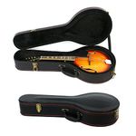 Mandolin Hard Case, A-Style Mandolin Case, Crocodile Pattern Leather Bulge Surface with Plush Interior Wooden Case (Black)