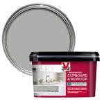 V33 Renovation Cupboard & Worktop Paint - No Undercoat Needed - High Resistance to Water Stains & Scratches - Ultra Washable - Loft Grey Satin 2L