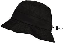 TOUTACOO Adjustable Waterproof Bucket Rain Hat in Nylon Easy to Fold .Black