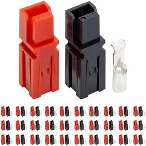 BlueStars 30 PCS Powerpole Connectors, Quick Disconnect Assortment Kit, Red & Black & Silver Housing, AWG 12-16, Heavy Duty Contact 600V 30A