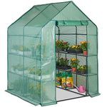 VonHaus Walk In Greenhouse – Green House with 8 Shelves and Weatherproof Re-enforced Plastic PVC Cover – Plant House/Grow House for Garden and Outdoor – Roll Up Zip Panel Door – Easy No Tool Assembly