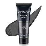 Artecho Professional Acrylic Paint, Lamp Black (120ml / 4.05oz) Tubes, Art Craft Paints for Canvas Painting, Rock, Stone, Wood, Fabric, Art Supplies for Professional Artists, Adults, Students, Kids