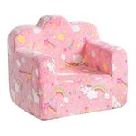 Kids Couch Plush Toddler Chair, Cloud-Like Glow in The Dark Kids Sofa Toddler Reading Chair with Washable Cover Carrying Handle, Convertible Children Sofa Chair for Girls and Boys