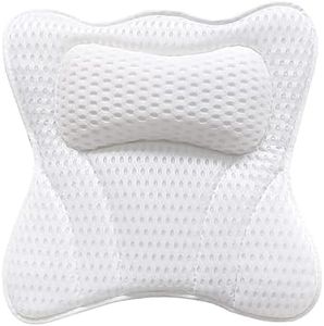 Frafuo Bath Pillow-Bath Pillows for Tub Neck and Back Support-Ergonomic Tub Pillow for Bath with 4D Air Mesh + 6 Strong Suction Cups-Fits All Bathtub, Spa Tub, Hot Jacuzzi, White