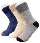 Alexvyan 3 Pair Men Checked Solid Soft & Woolen Cozy Knitted Winter Thick Warm Stretchy Elastic Calf Length Socks (Without Thumb) For Boys Gents Man Male(Green Grey Brown)