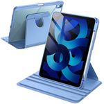 JETech Rotating Case for iPad Air 11-Inch M2 (2024), iPad Air 5/4 (2022/2020 5th/4th Generation 10.9-Inch), 360 Degree Rotation Protective Stand Cover Clear Back, Auto Wake/Sleep (Sky Blue)