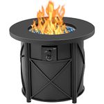 BALI OUTDOORS Propane Fire Pit Table Gas Firepit 30 Inch 50,000 BTU with Fire Glass Cover Lid for Patio, Garden, Backyard and Porch