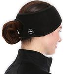 Ponytail Fleece Headband - Stay Warm & Cozy with our Thermal Polar Fleece & Performance Stretch. Perfect for Sports & Daily Wear (Ponytail - Black)