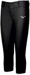 Mizuno Belted Stretch Fastpitch Softball Pant, Girls, Softball Pant, 350783, Black, Youth Medium