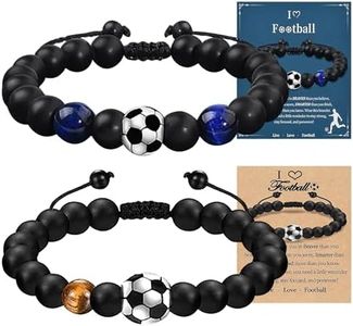Simsky 2 Pezzi Bracciale Calcio, Braccialetti Amicizia Bambini, Braccialetti Intrecciati Regolabili, Bracciale da Calcio, Braccialetto per Bambini Regalo di Compleanno Feste Regali di Calcio