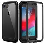 seacosmo iPhone SE 2022/2020 Case, iPhone 7/8 Case with Screen Protector Full Body Shockproof Dustproof Protection Heavy Duty Bumper Dual Layer Silm Fit Cover for iPhone 8/7/SE 2nd/3rd, Black/Clear